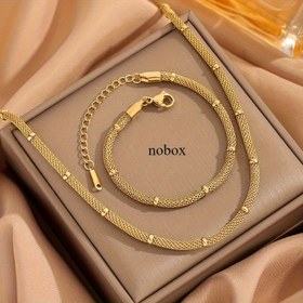 Resim 2 parça set altın kaplama paslanmaz çelik takı 18K altın metal file yuvarlak zincir Fransız tarzı Kore modası günlük trend çok yönlü unisex sokak partisi giyimi 