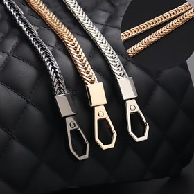 Resim 2D Düz, 38.1-119.38 cm DIY Demir Zincir Askı İnce Zarif Bitmiş Çanta Zinciri Aksesuarları Cüzdan Kayışları Omuz ve Vücut Geçişli Değiştirme Kayışlar ile Metal Tokalar, DIY Cüzdan Yapımı 