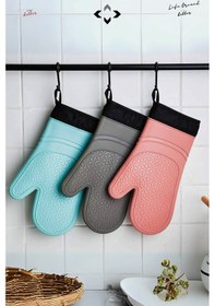 Resim Mucit Home 1 Adet %100 Silikon Yanmaz Yapışmaz Silikon Fırın Eldiveni Mutfak Eldiveni Isıya Dayanıklı Eldiven Karışık Renk 