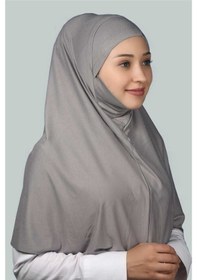 Resim Altobeh Hazır Türban Peçeli Pratik Eşarp Tesettür Nikaplı Hijab - Namaz Örtüsü Sufle (XL) - Gri 