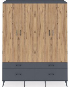 Resim Hyperion Gardrop 10 Raflı 4 Çekmeceli 4 Kapaklı 176x44x221 Antrasit-çam/antrasit Çam/antrasit 