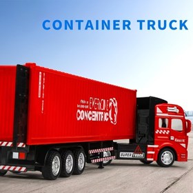 Resim Alaşımlı Yarı Kamyon Konteyner Modeli, Çocuk Oyuncak, Kırmızı, Mavi, Sarı, Siyah Renklerde Mevcut 