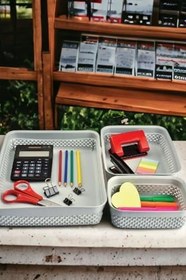 Resim Çok Amaçlı Düzenleyiciler Sepetler Organizer Damla Desenli 3'lü Sepet 
