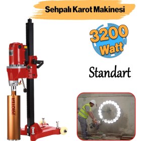 Resim Elektrikli Standart Karot Makinesi Tezgah Tipli 3200 W Açısız Sulu Güçlü Delme Numune Alma Makinesi 