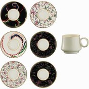 Resim Sandro Moreno 1453 Desen Yağmuru Yüzük Gold 12 Parça 6 Kişilik Kahve Fincan Takımı 90 ml 