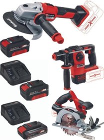 Resim Einhell Axxio 18/150 Avuç Taşlama Herocco 18v Kırıcı Delici Te-cs 18/165/1 2x4.0+2.5ah Akülü Set 