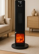 Resim Hoogar German 2701 L Black OLED Şömineli Ekran Dijital Göstergeli Kule Tipi Seramik Fanlı Isıtıcı 