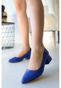 Resim Desniy Mavi Cilt Topuklu Ayakkabı Mavi 