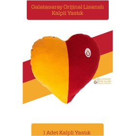 Resim Galatasaray Lisanslı Uzun Kol Bebek Body Zıbın & Sarı Kırmızı Kalpli Yastık Set Kırmızı 