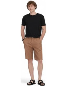 Resim Kahverengi Dokuma Jogging Fit Casual Pamuk Karışımlı Bermuda Kahverengi 