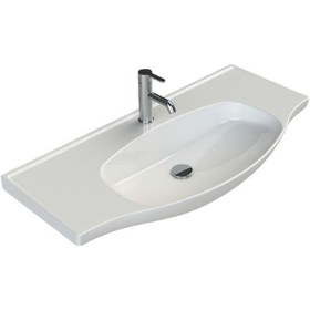 Resim Turkuaz Seramik Cerastyle Lila Etajer Uyumlu Banyo Lavabo 100 x 45 CM 