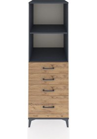 Resim Kronos Dolap 2 Raflı 4 Çekmeceli 60x59x182 Antrasit-çam Antrasit 