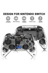 Resim MOMENTO Momen Nintendo Switch Pro Controller Kablosuz Oyun Kolu Şeffaf 