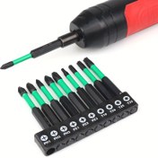 Resim 10 Parça S2 Çelik Tornavida Uç Seti - Manyetik Torx Hex Phillips Pozidriv Uçlar, Kaymaz Darbe Dayanıklı Güç Matkap Sürücü İpuçları, Güçlü Manyetizma ile Yüksek Sertlik Altıgen Kafa, Yeşil 