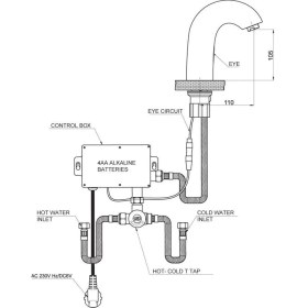 Resim Gpd Siyah Fotoselli Çift Su Girişli Lavabo Bataryası FLB10-S 