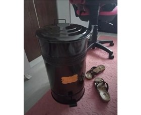 Resim Pedallı Metal Galvaniz Mutfak Banyo Kapaklı Çöp Kovası 30 Lt Siyah 