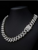 Resim Çeko Chain 15mm Prong Cuban Chaın Taşlı Çelik Kolye 