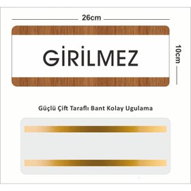 Resim zafrakreklam GİRİLMEZ Ofis Departman Kapı İsimliği, Yönlendirme levhası 26X10Cm BEYAZ-CEVİZ 