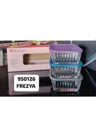 Resim Paşabahçe 950126 Frezya Cam Saklama Kabı 3 Parça Çok Renkli 