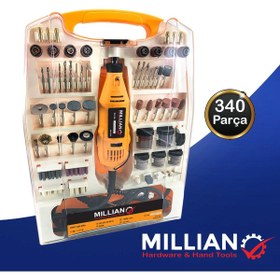 Resim Millian 340 Parça 600 Watt Devir Ayarlı Hobi Kalıpçı Taşlama Gravür Oyma Makinesi Seti Şaft Spiral Kablosu 