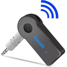 Resim Mikrofonlu Bluetooth Ses Alıcı Araç Ve Hoparlör İçin Aux Girişli Kablosuz Dönüştürücü Kiti 