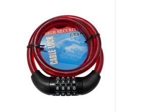 Resim Tvr Bisiklet Şifreli Kilit 12 mm 100 cm Kırmızı ( Ayarlanabilir Şifre ) 