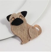 Resim Fishsheep Sevimli Köpek Broşu - Bulldog Şapkalı Gözlüklü Kadın Aksesuarı Açık Sarı Renk 