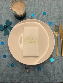 Resim Gold Yaldızlı Beyaz Sünnetime Hoşgeldiniz Baskılı Garson Katlama Peçete 16 Adet 