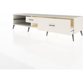 Resim Kronos Tv Ünitesi Tek Raflı 2 Çekmeceli 220x59x51 Aytaşı-antrasit/aytaşı Antrasıt/aytası - Aytası 