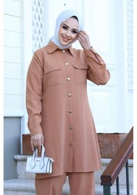 Resim Misskayle Cep Detaylı Tesettür Camel Takım Camel 