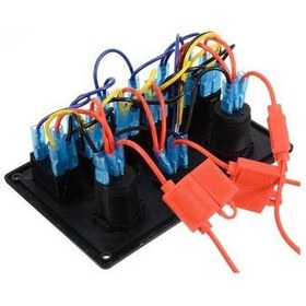 Resim 6'lı ON-OFF Yeşil Işıklı Anahtar Switch Panel 2x5V USB Çakmaklık 