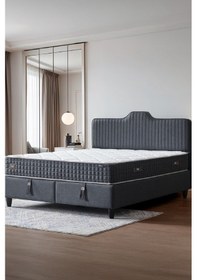 Resim Menekşe Serisi Çift Kişilik Antibakteriyel Full Ortopedik Yataklı Baza Ve Başlık Seti 3 Lü Set 150 x 200 