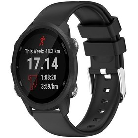 Resim Garmin Forerunner 245 İçin 20mm Pürüzsüz Düz Renk Silikon Saat Bandı Siyah 