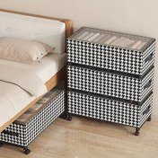 Resim Houndstooth Under-Bed Depolama Kutusu Tekerleklerle - Giysiler, Oyuncaklar ve Aksesuarlar için Toz Geçirmez Düzenleyici, Non-Woven Kumaş, Dikdörtgen Şekil, Ev ve Yurt Kullanımı için Mükemmel, Giysiler Düzenleyici Depolama, Yatak Altı Depolama 