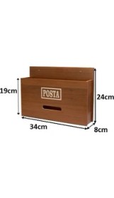 Resim Selena Ahşap Posta ve Fatura Kutusu Ceviz Akça 2 Renk 