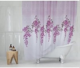 Resim Banyo Perdesi 1x180x200 Tek Kanat Duş Perdesi Halka Hediyeli Duşakabin Perdesi 7359 