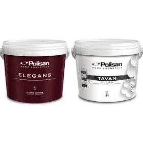 Resim 17,5kg/ 12,5lt Polisan Elegans Silinebilir Duvar Boyası + 17,5kg Polisan Tavan Ultra Tavan Boyası 2li Set 