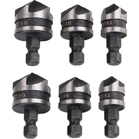 Resim Xurunkeji İki Set X 3 Adet 12/16/19 Mm Altıgen Saplı Beş Kenarlı Pah Kırma Aletleri 90 Derece Delik Açıcı Ahşap İçin Pah Kırma Aleti 
