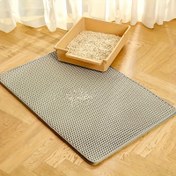Resim Ekstra Büyük Çift Katmanlı Kedi Kumu Matı - Sıçrama & Sızdırmaz EVA, Pet Tualetleri için Petek Tasarımı, Kaymaz Yıkanabilir Ped 
