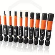 Resim 9 Parça Darbe Altıgen Başlı Allen Matkap Ucu Seti (Metrik/SAE), 1/4" Altıgen Sap S2 Çelik Hex Bitler Seti, Impact Driver Bit Seti, Tornavida Bit Seti, Allen Anahtarları Setleri, Hızlı Bırakma Şaft Manyetik Hex Bit Seti Saklama Kutusu ile 