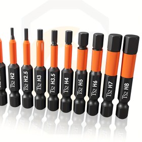 Resim 9 Parça Darbe Altıgen Başlı Allen Matkap Ucu Seti (Metrik/SAE), 1/4" Altıgen Sap S2 Çelik Hex Bitler Seti, Impact Driver Bit Seti, Tornavida Bit Seti, Allen Anahtarları Setleri, Hızlı Bırakma Şaft Manyetik Hex Bit Seti Saklama Kutusu ile 