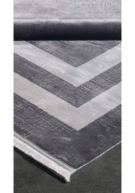 Resim By Özer Halı Gri Renk Bordürlü Modern Gümüşsuyu Black & Brown 11297 Salon Halısı Çok Renkli 