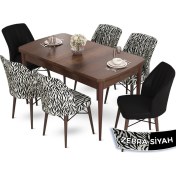 Resim Canisa Concept Aya Serisi, 80 x 132 cm Açılabilir Barok Ahşap Desen Mutfak Masa Takımı, 6 Sandalye 