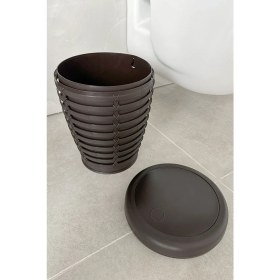 Resim Kahverengi Döner Kapaklı Çöp Kovası 7,5 Lt, Banyo ve Ofis Için Şık ve Kullanışlı 