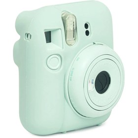 Resim Fujifilm Instax mini 12 Yeşil Fotoğraf Makinesi-10'lu Film-Kıskaçlı Stand-Mini Albüm ve Silikon Kılıf Seti 