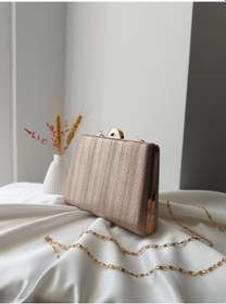 Resim Vivazzaluxe Simli Abiye Düğün Nişan Kadın Clutch Çanta Rose 