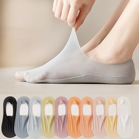 Resim 5 Çift Kadın Yaz İnce Mesh Görünmez Çorap - Nefes Alabilen, Nemi Emici, Kaymaz, Düşme Önleyici, Hafif, Makinede Yıkanabilir, Açık Mavi, Beyaz, Siyah, Gri, Bej, Vişne, Turuncu, Pembe, Sarı, Beyaz Çorap | Minimalist Çorap | Örgü Desen 