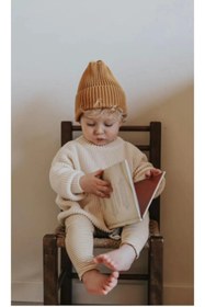 Resim Meriç bebe Unisex Bebek Çocuk Bisiklet Yaka Extra Esnek Ekru Triko Kazak 