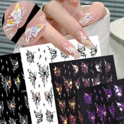 Resim 4 Adet 3D Kelebek Çizimli Nail Art Sticker, Kendiliğinden Yapışkan Çizim, Hayvan Desenli Plastik Tırnak Dekorasyonu, Parıltı Bitim, Kokuşuz, Tek Kullanımlık, DIY Akrilik Tırnak Tasarımı için 