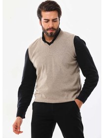 Resim Günay Erkek V Yaka Yün Süveter 0108 Bej 